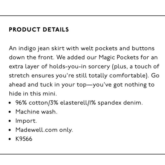 Madewell Stretch Denim Straight Mini Skirt in Marsden Wash K9566 Size 27 - Picture 12 of 12